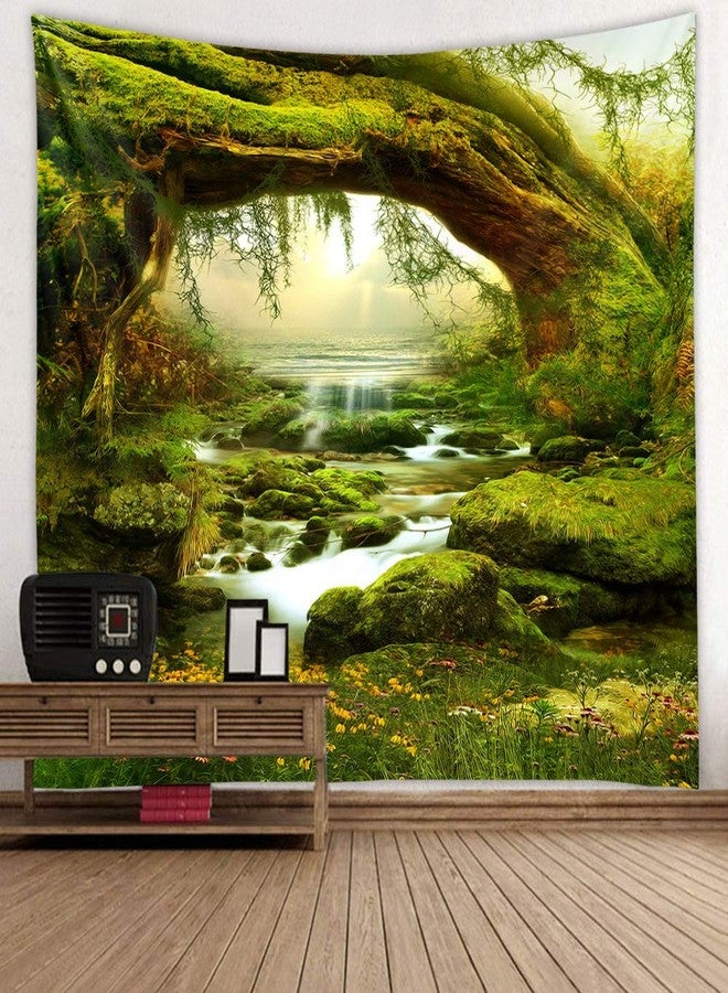 Llamazing Forest Landscape Home Decor - Living Room & Bedroom Magic Tapestry Curtain XGXL (Sunlight&Creek, 78''L60''W) - Image 1